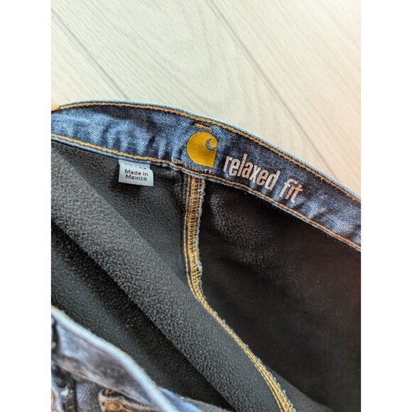 Carhartt Men's 40x32 Relaxed Fit Fleece Lined Denim Blue Jeans Medium Wash - Picture 10 of 10